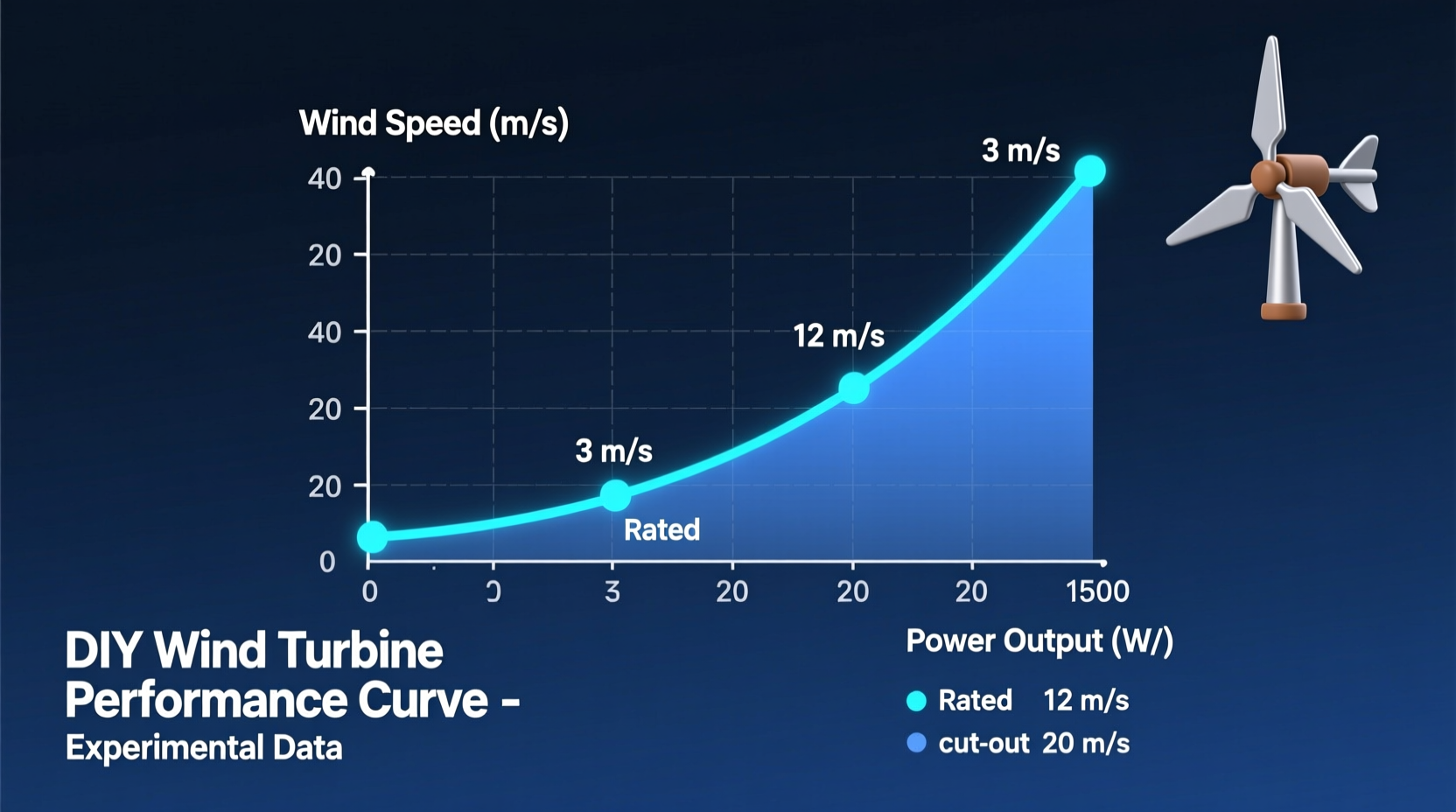 Wind speed vs power output graph for DIY turbine