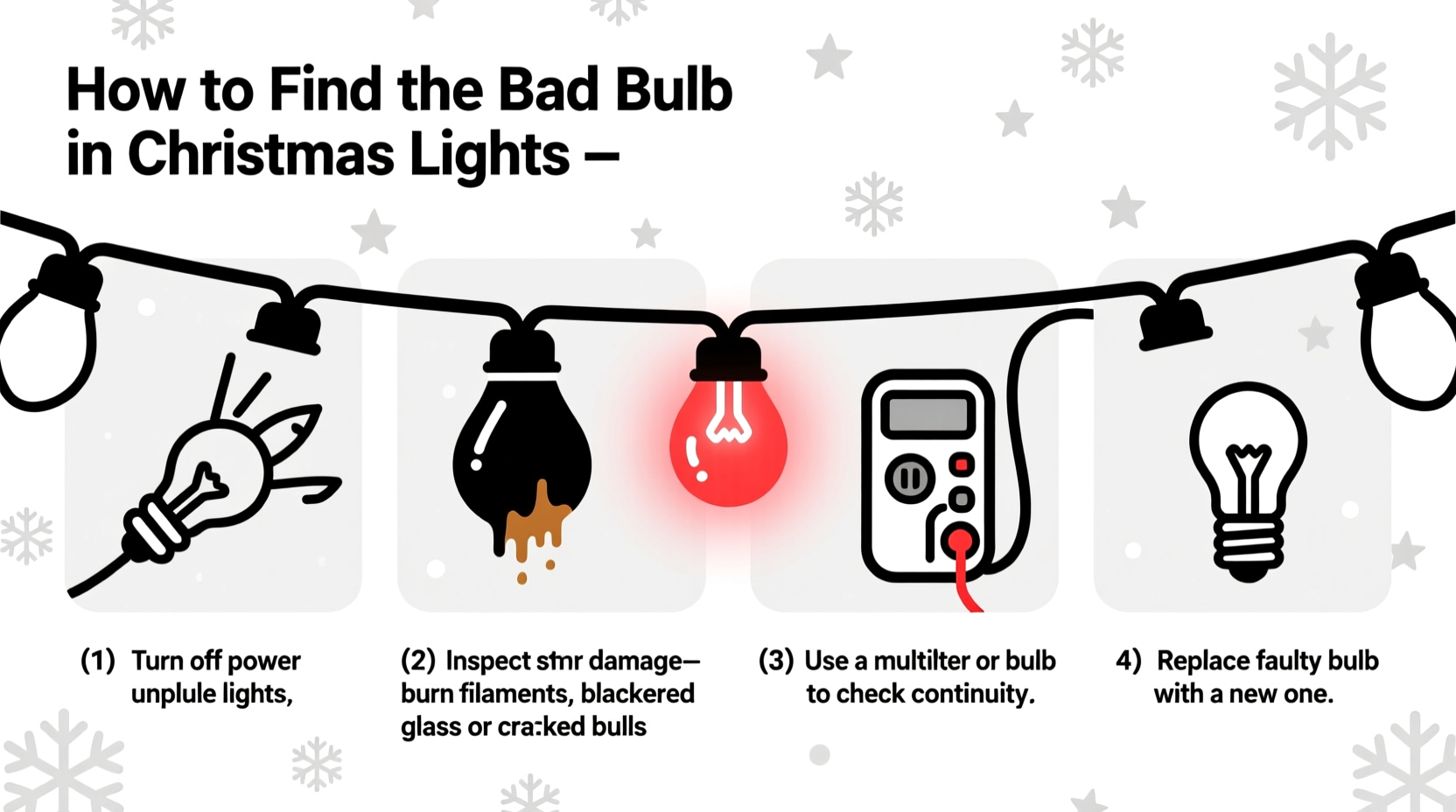 how to find the bad bulb in christmas lights