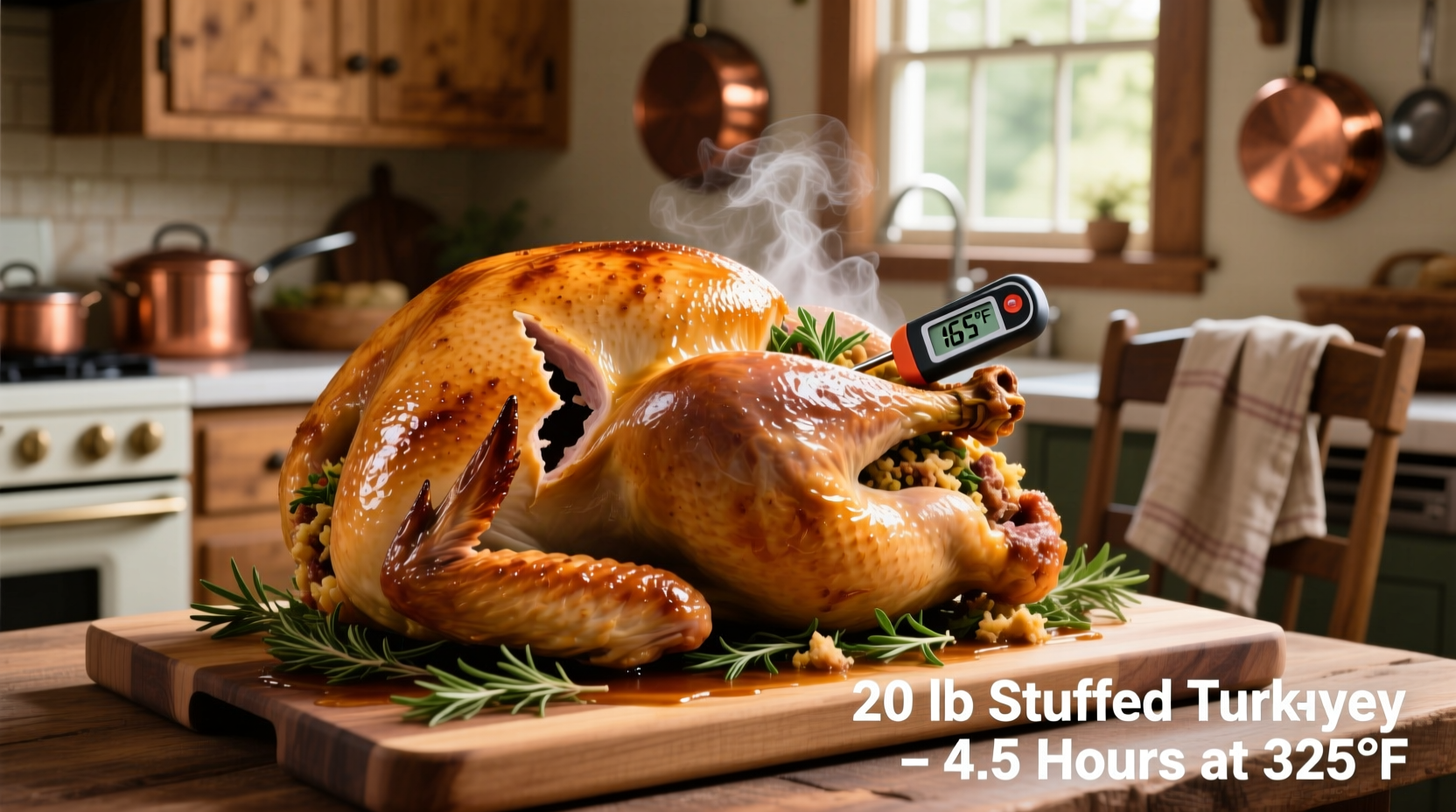 how long to cook a 20 lb stuffed turkey