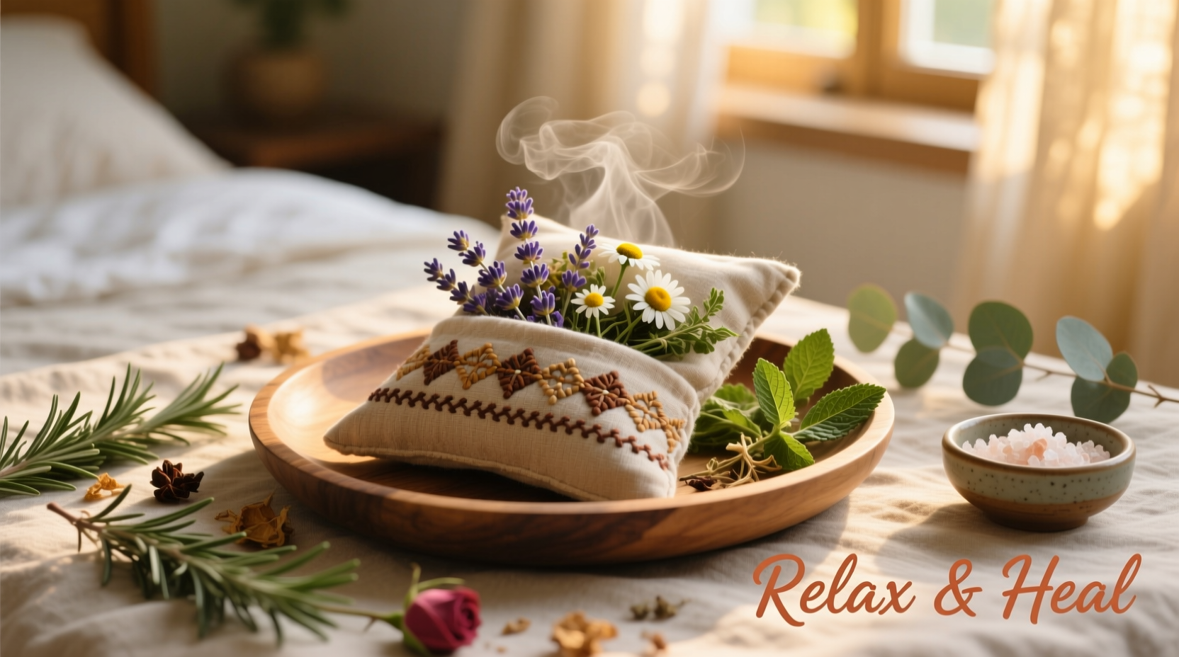Homemade herbal heat pack for relaxation and pain relief