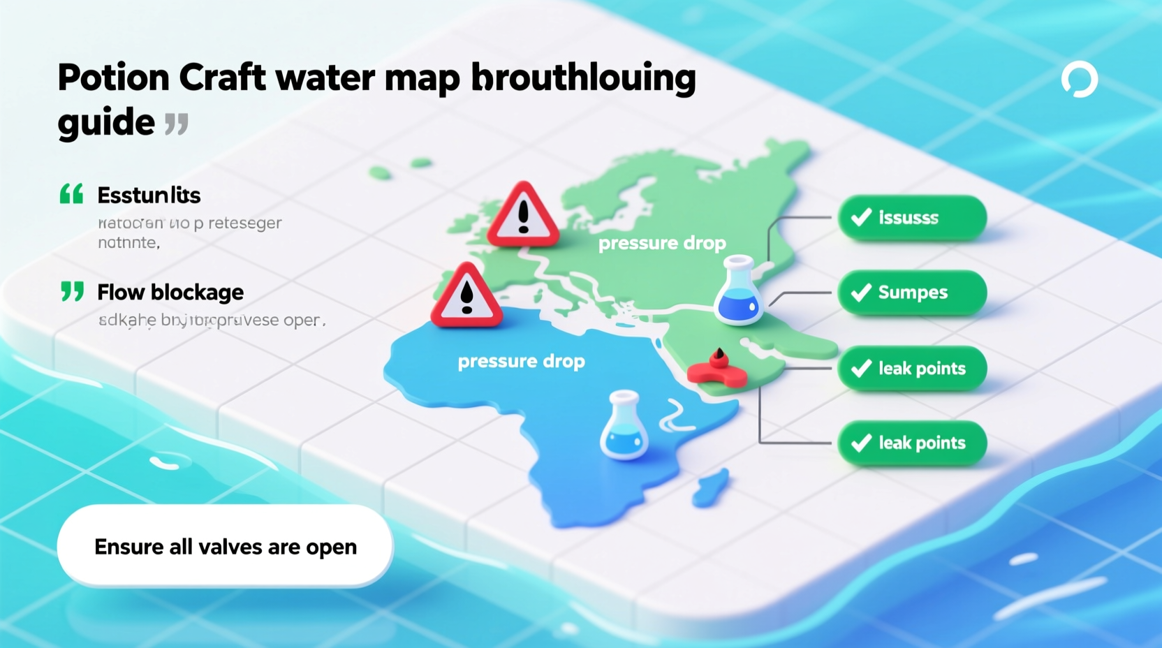 Potion Craft water map troubleshooting guide showing common issues