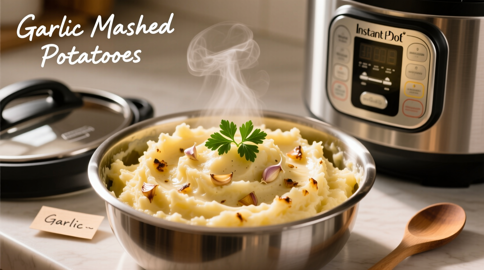 Creamy garlic mashed potatoes in Instant Pot