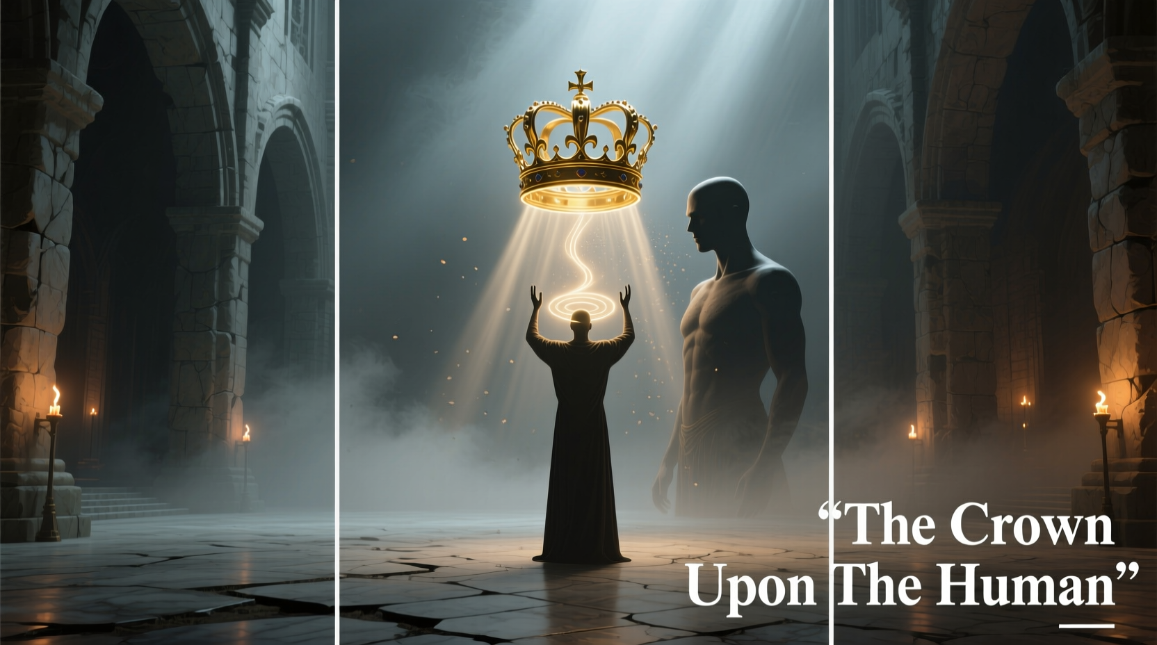 Step-by-step visual guide showing Human and Crown combination