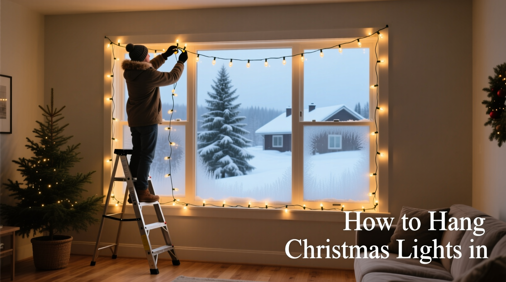 how do you hang christmas lights in a window