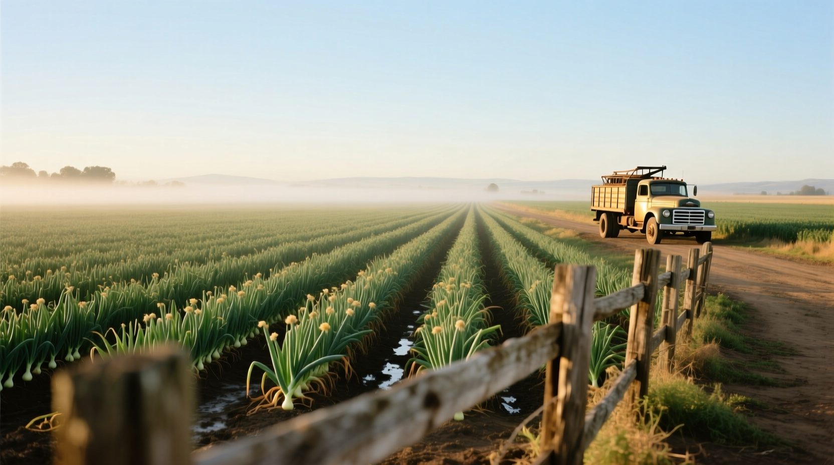 Historic photograph of onion fields in California valley