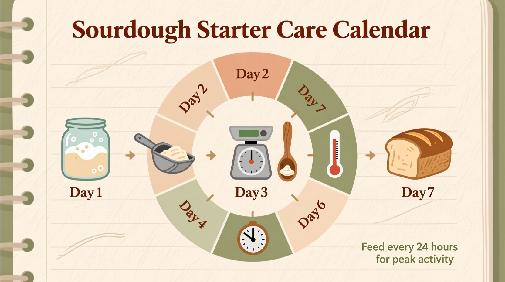 Sourdough starter maintenance schedule visual guide