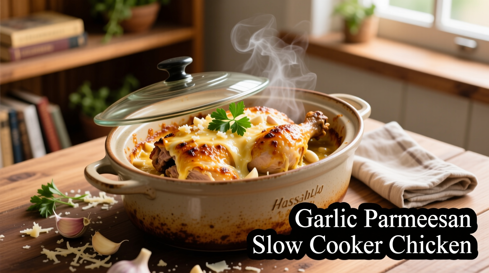 Garlic Parmesan Slow Cooker Chicken: Simple 4-Ingredient Recipe