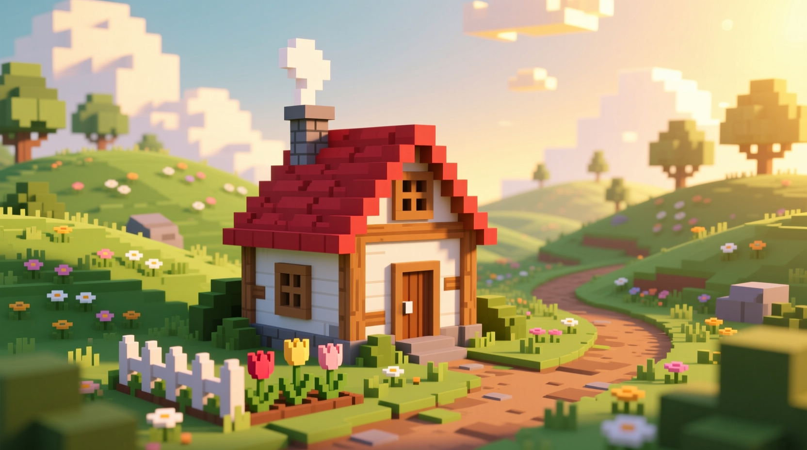 Completed house element in Infinite Craft with surrounding landscape