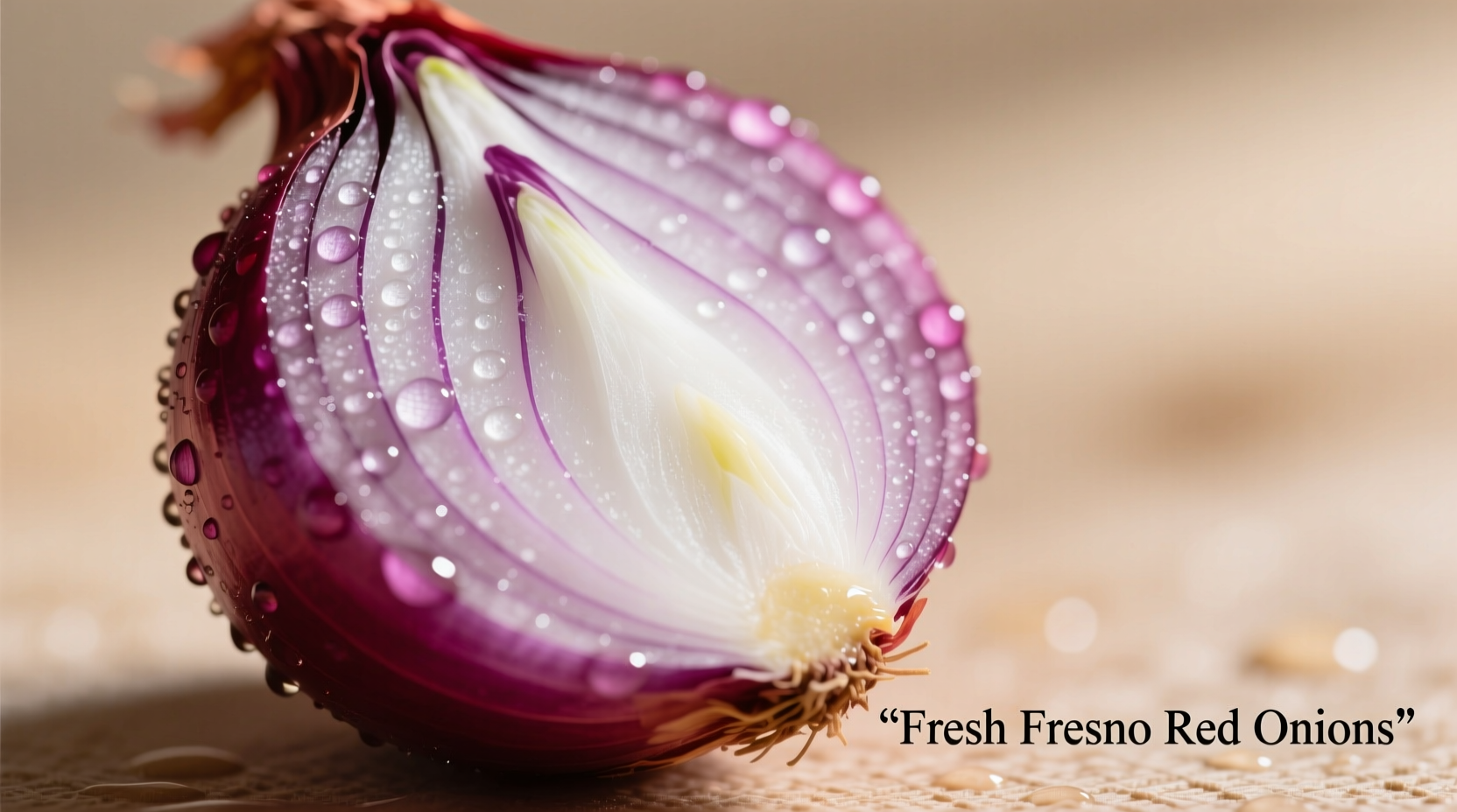 Fresh Fresno red onions with purple skin and white flesh
