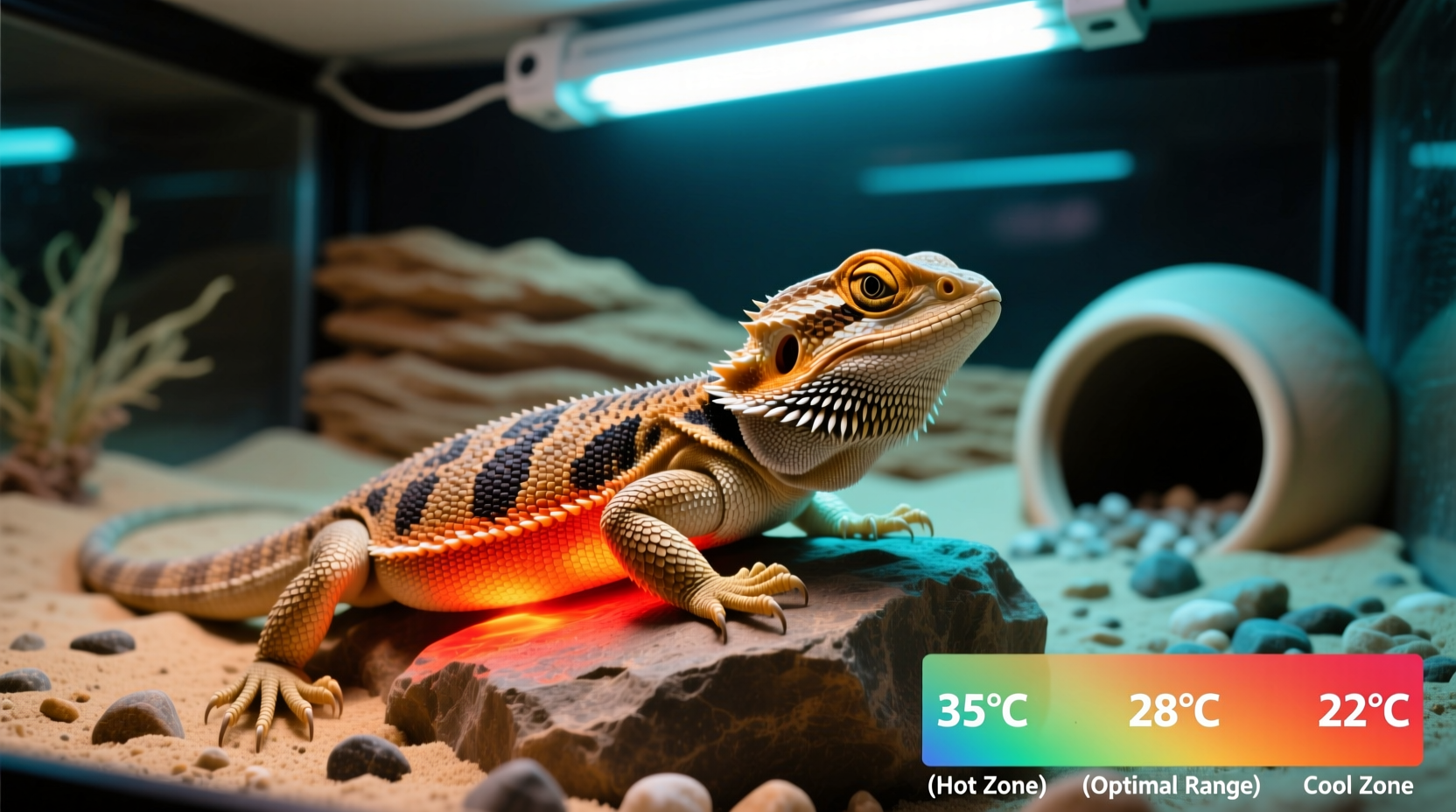 Thermal gradient measurement in bearded dragon habitat