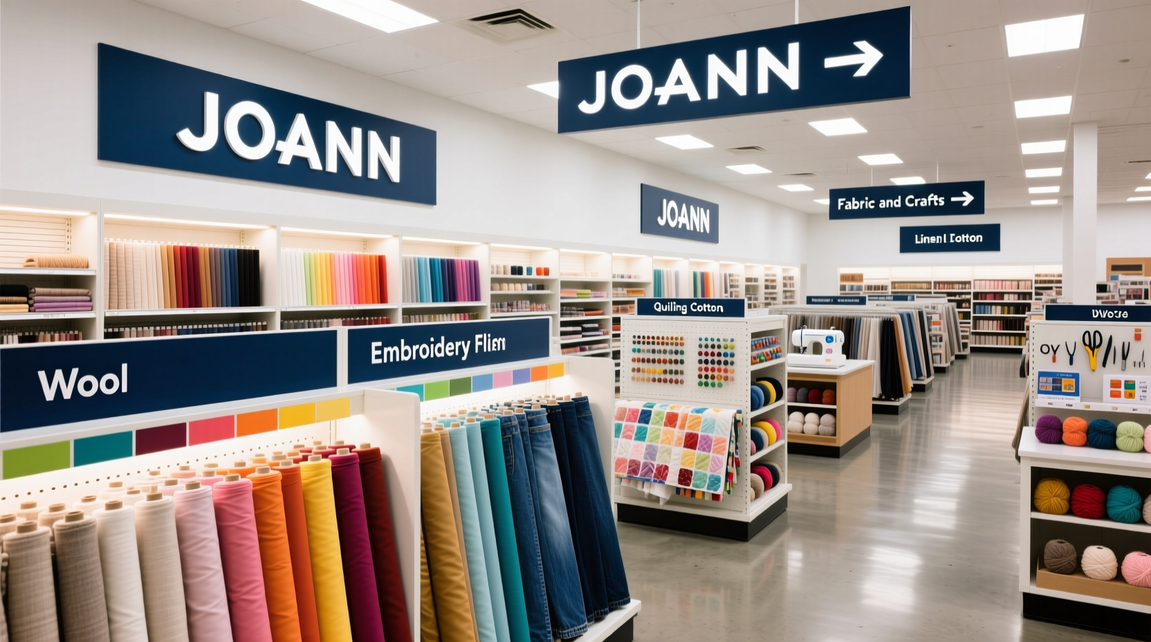 Joann store layout with marked sections for fabrics and crafts
