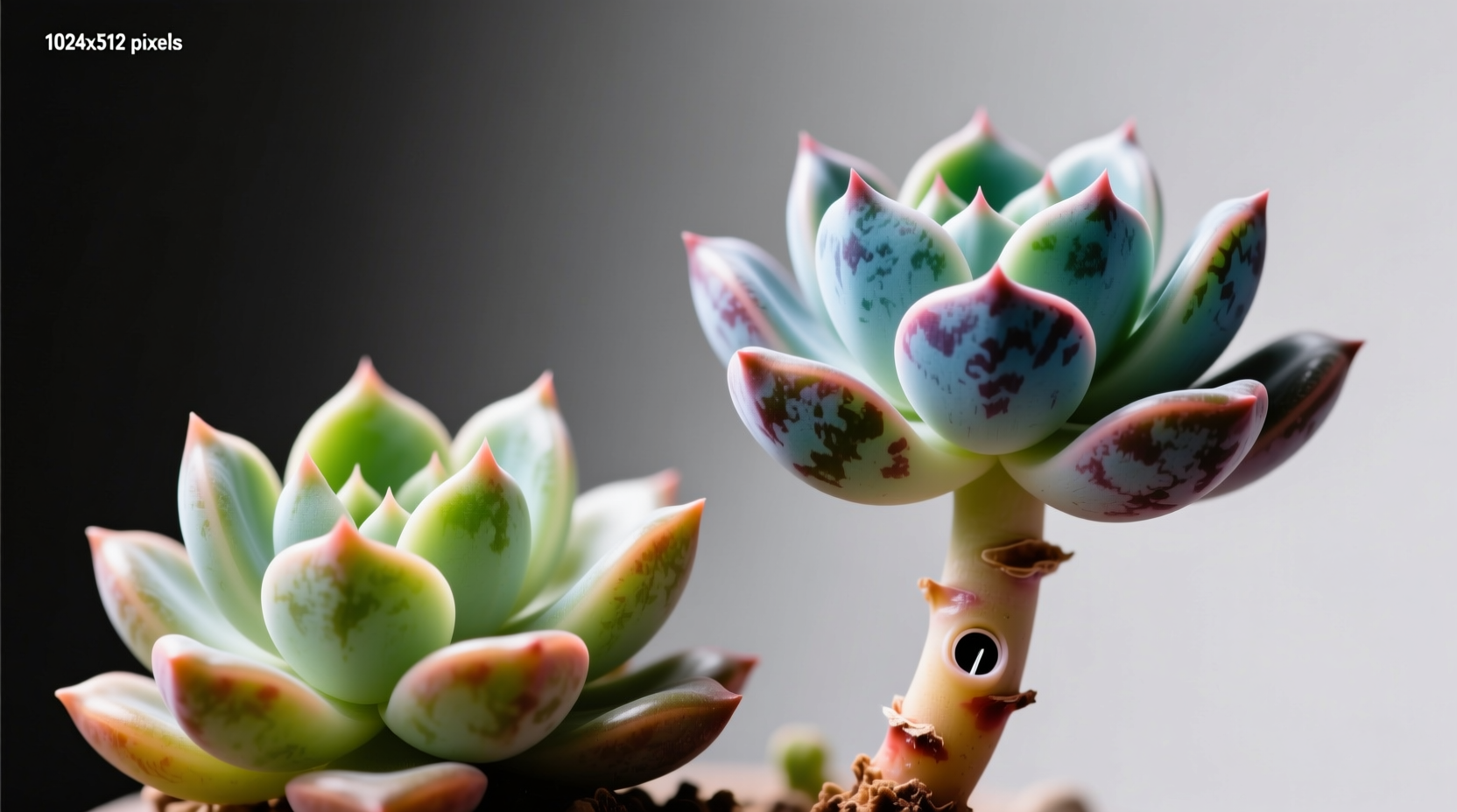 Dyed succulent stem injection site visible at base - not viable for long-term growth unlike natural pigmentation