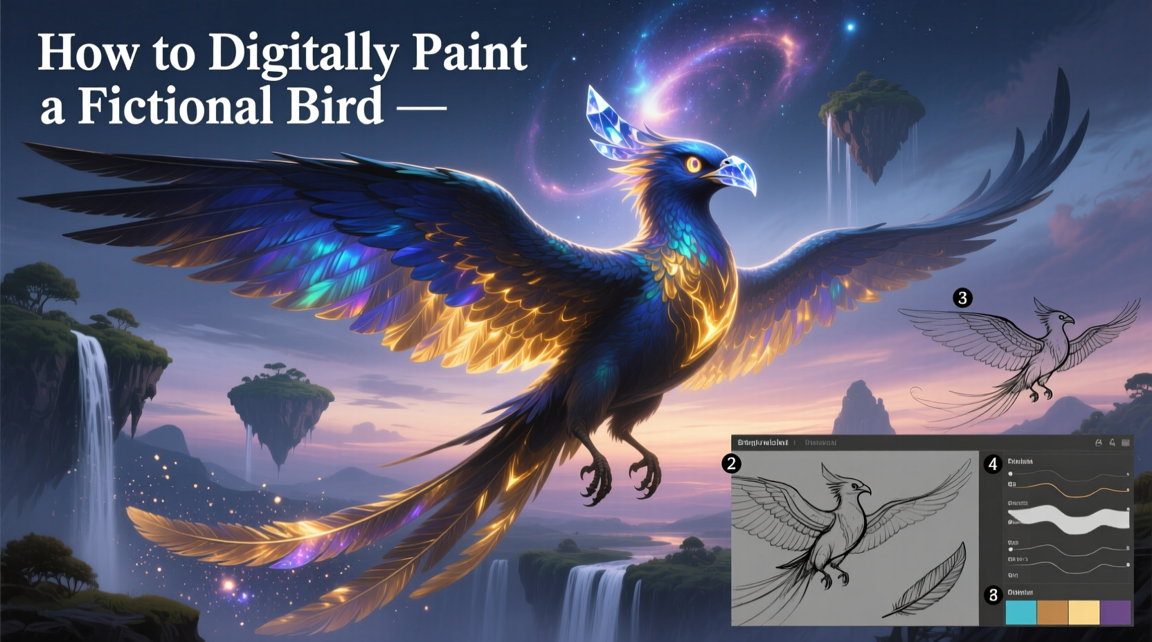 how to digitally paint a fictional bird