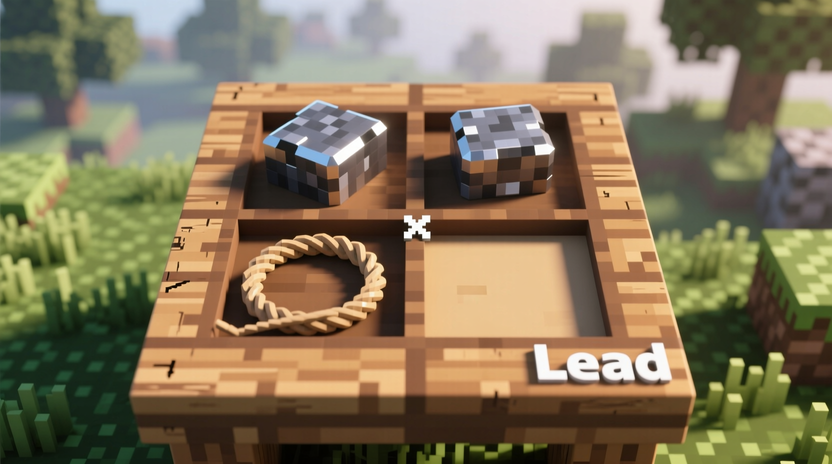 Minecraft crafting grid showing lead recipe layout