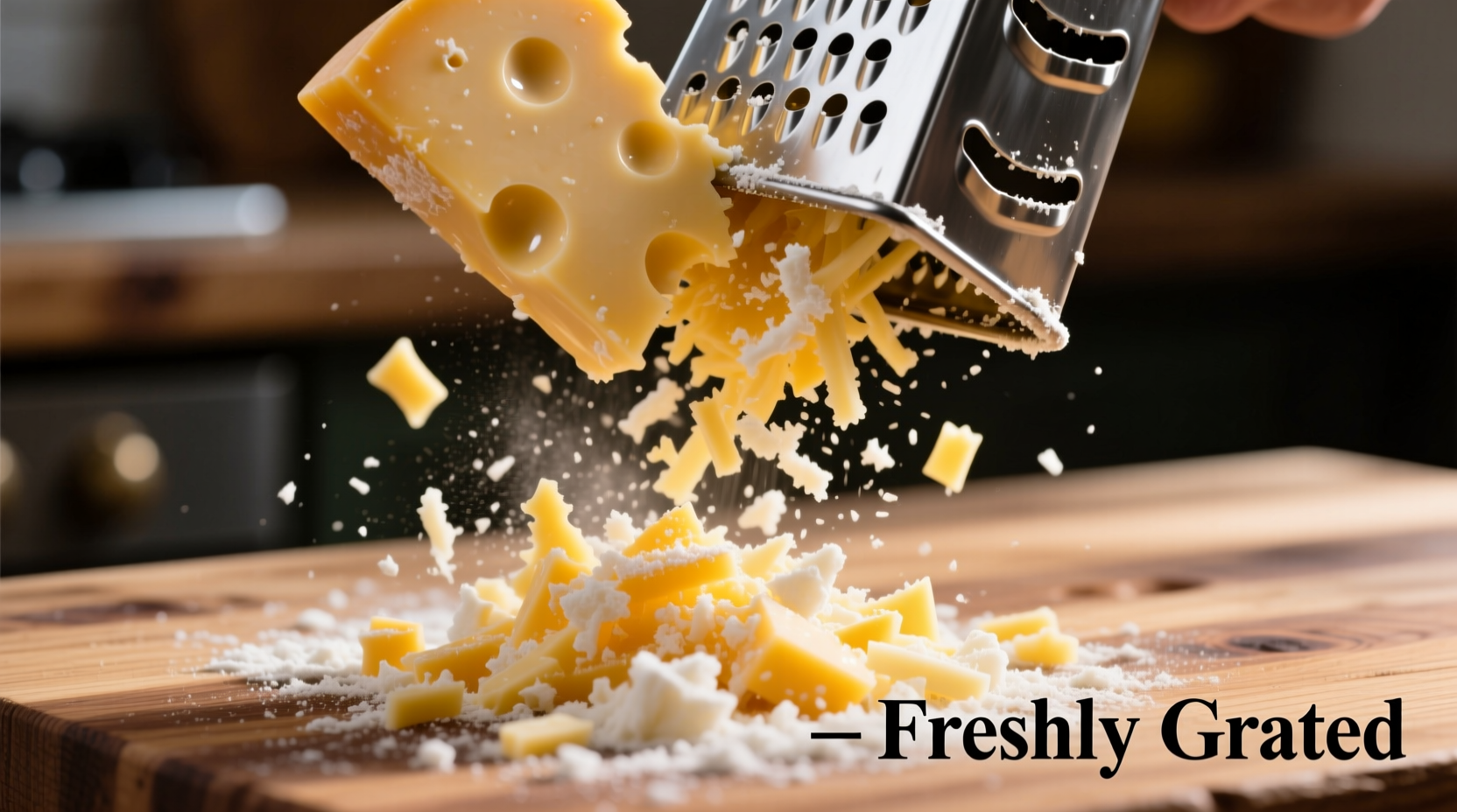 Freshly grated cheddar and Gruyère cheese for mac