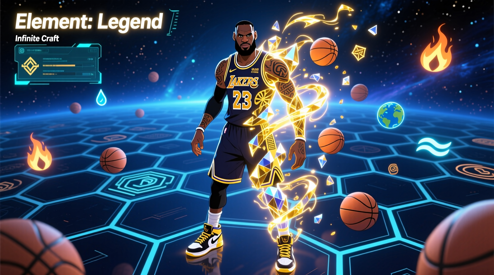 LeBron James element appearing in Infinite Craft interface