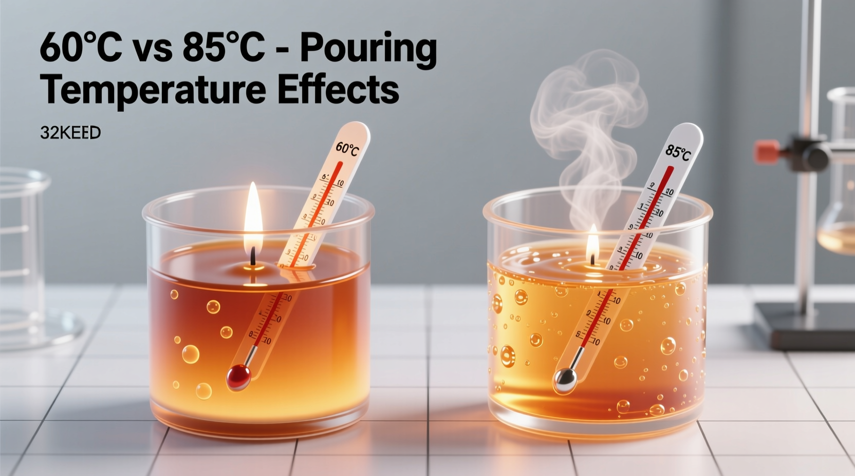 Side-by-side comparison of candle pouring temperatures