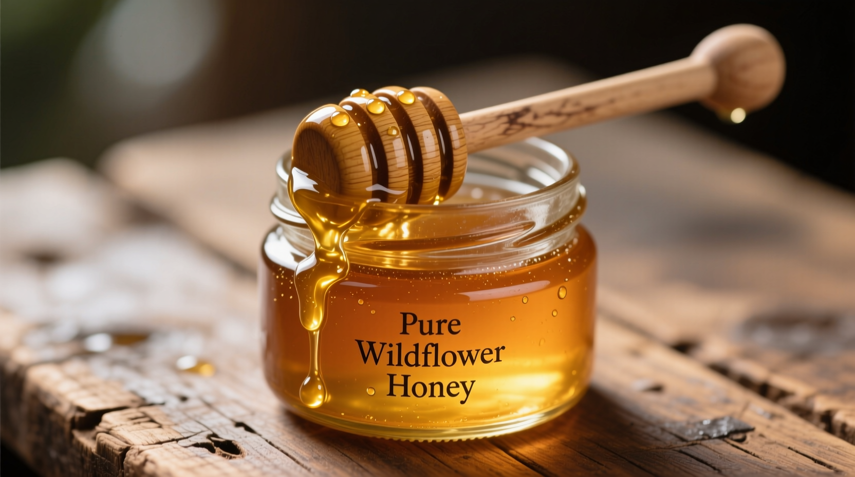 honey jar with dipper