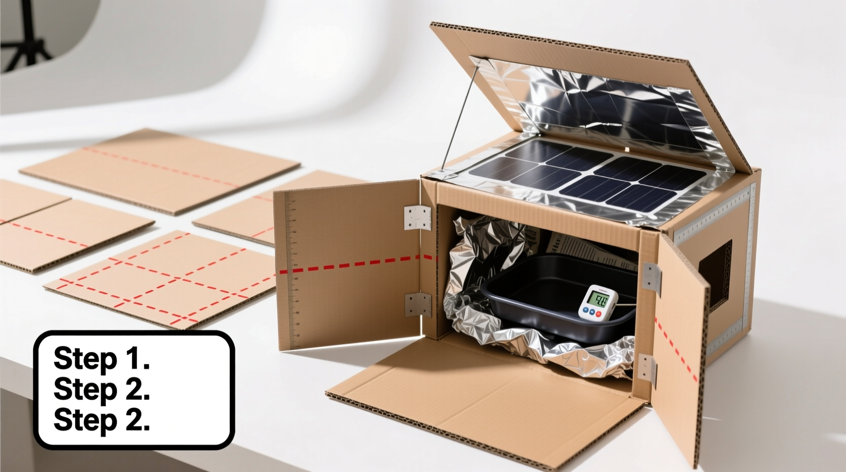 Step-by-step construction of cardboard solar oven