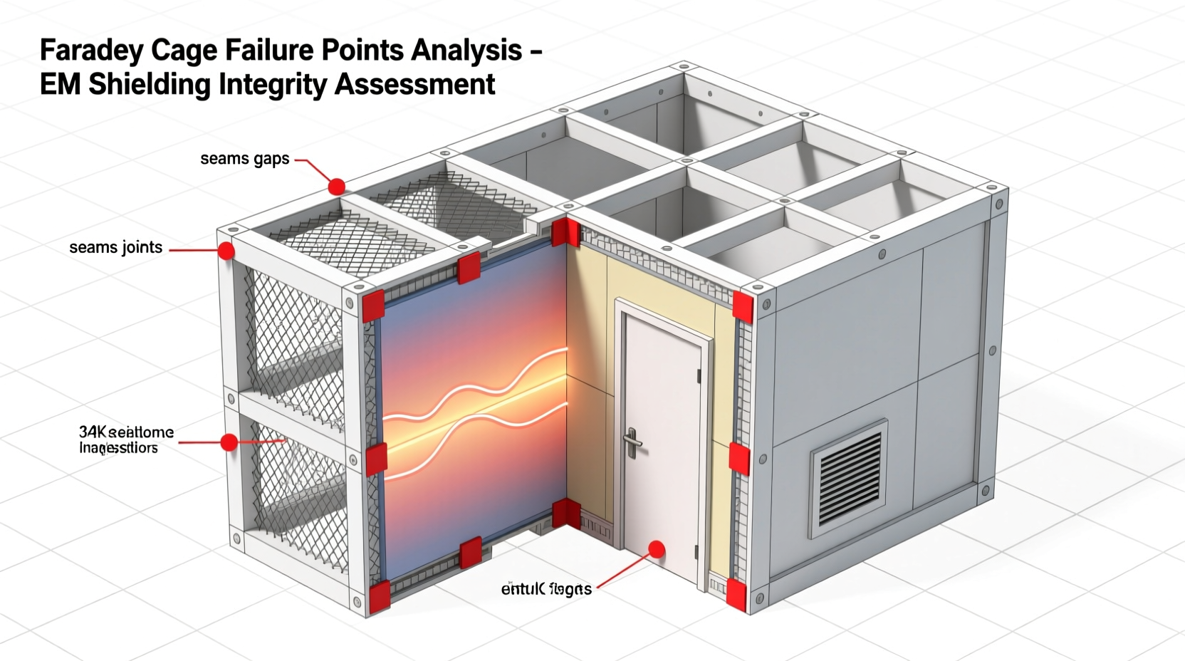 Faraday cage failure points diagram