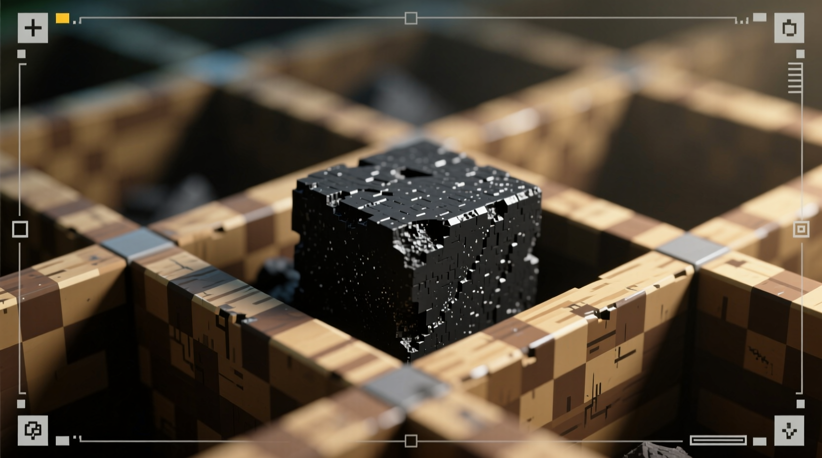 Close-up of charcoal item in Minecraft inventory slot