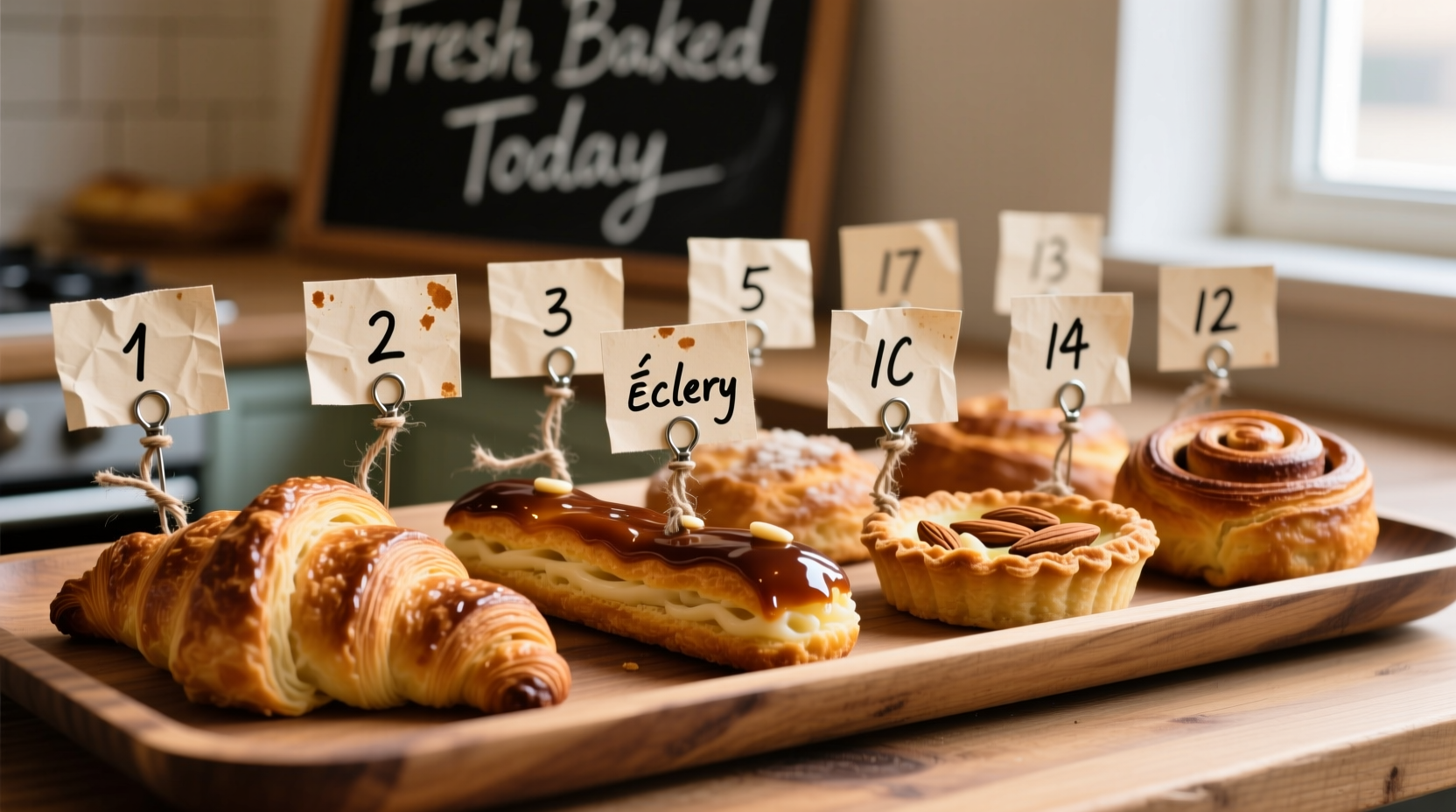 Bakery numbering system examples on pastry tags
