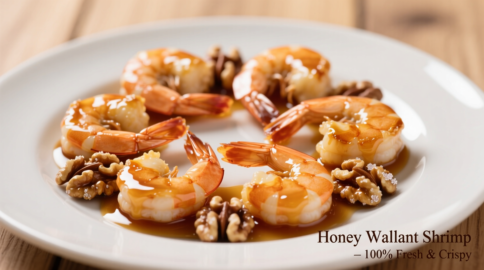 Perfectly cooked honey walnut shrimp with glossy sauce and candied walnuts