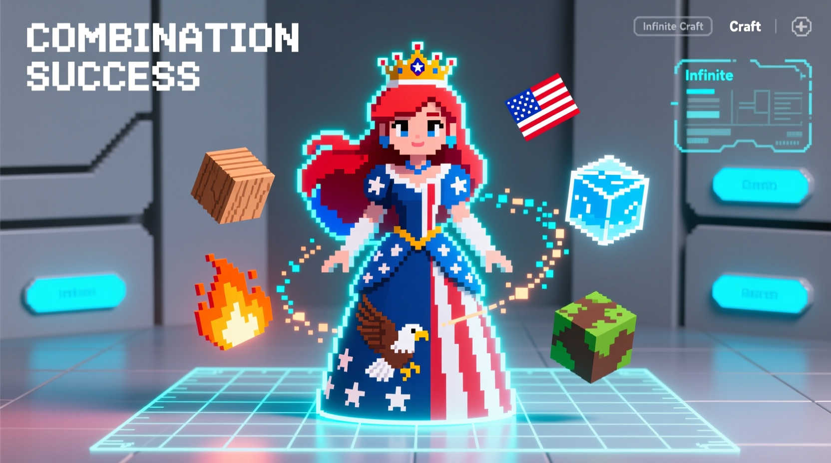 American Princess combination demonstration in Infinite Craft interface