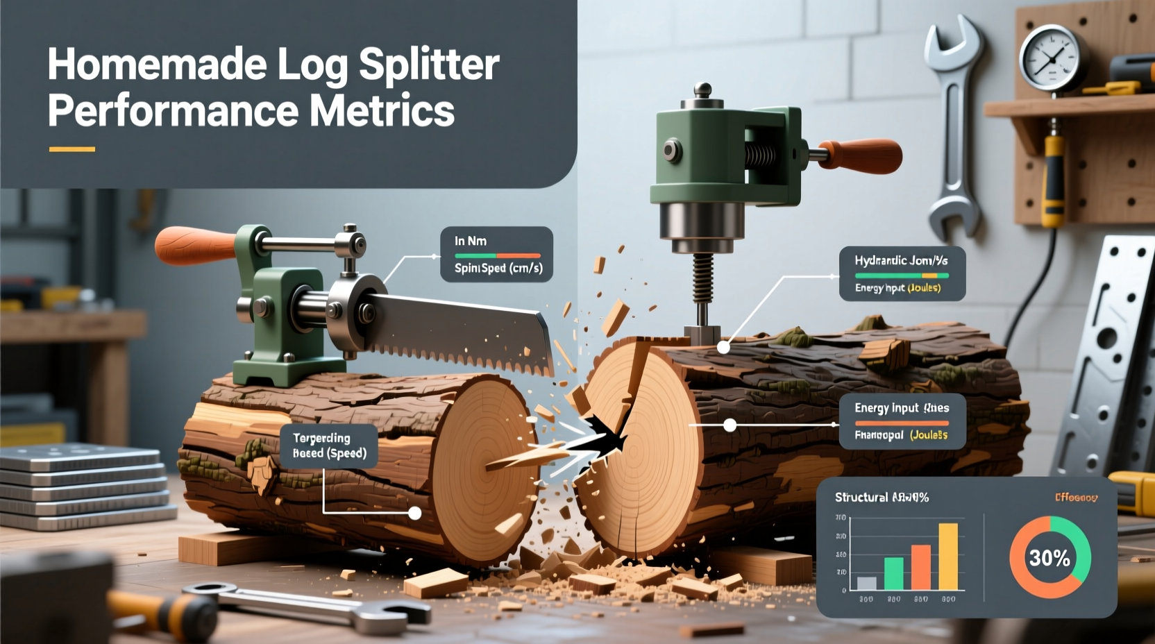 Comparing homemade log splitter performance metrics