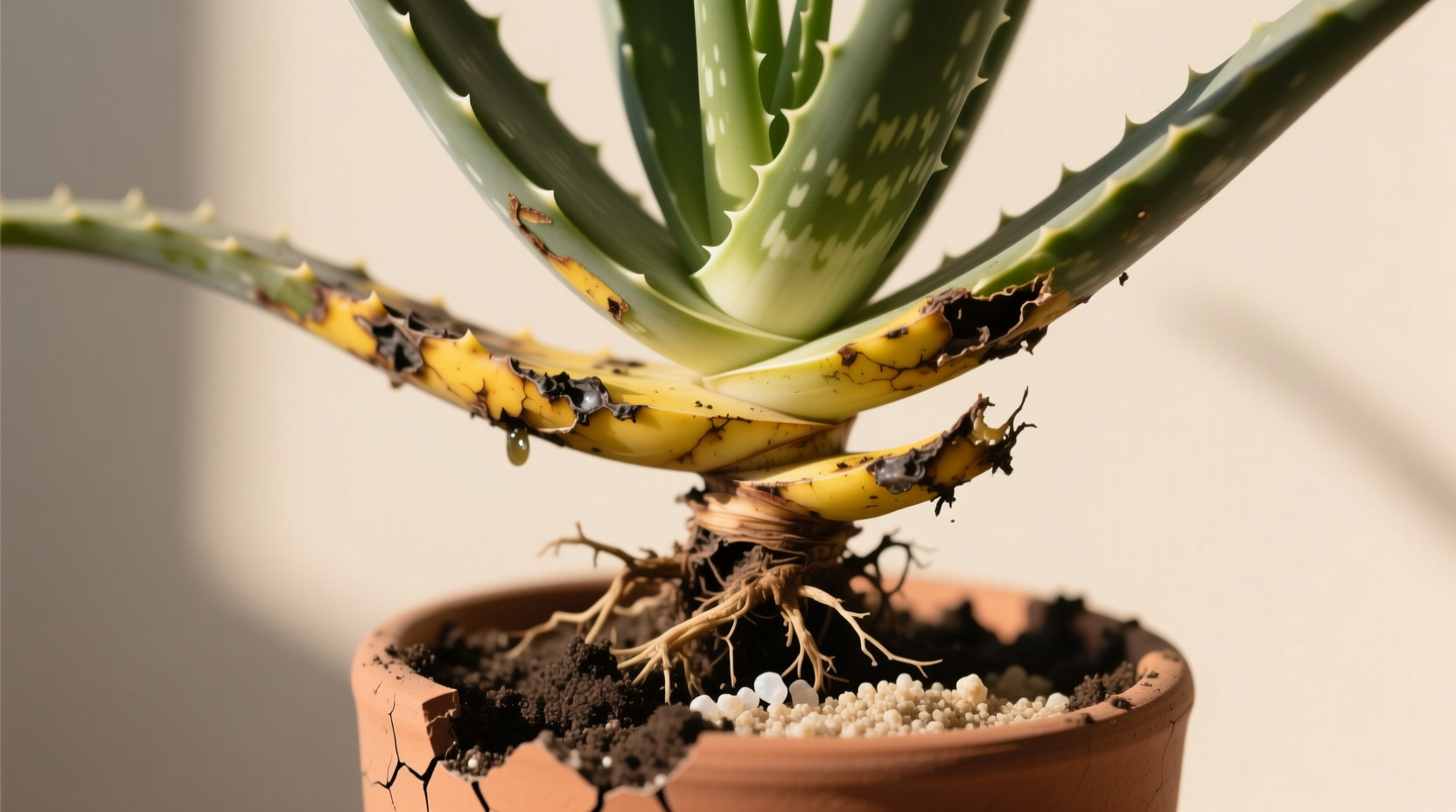 Trimming Rotton Roots Fix Unhealthy Aloe Plant: Stop Overwatering Now