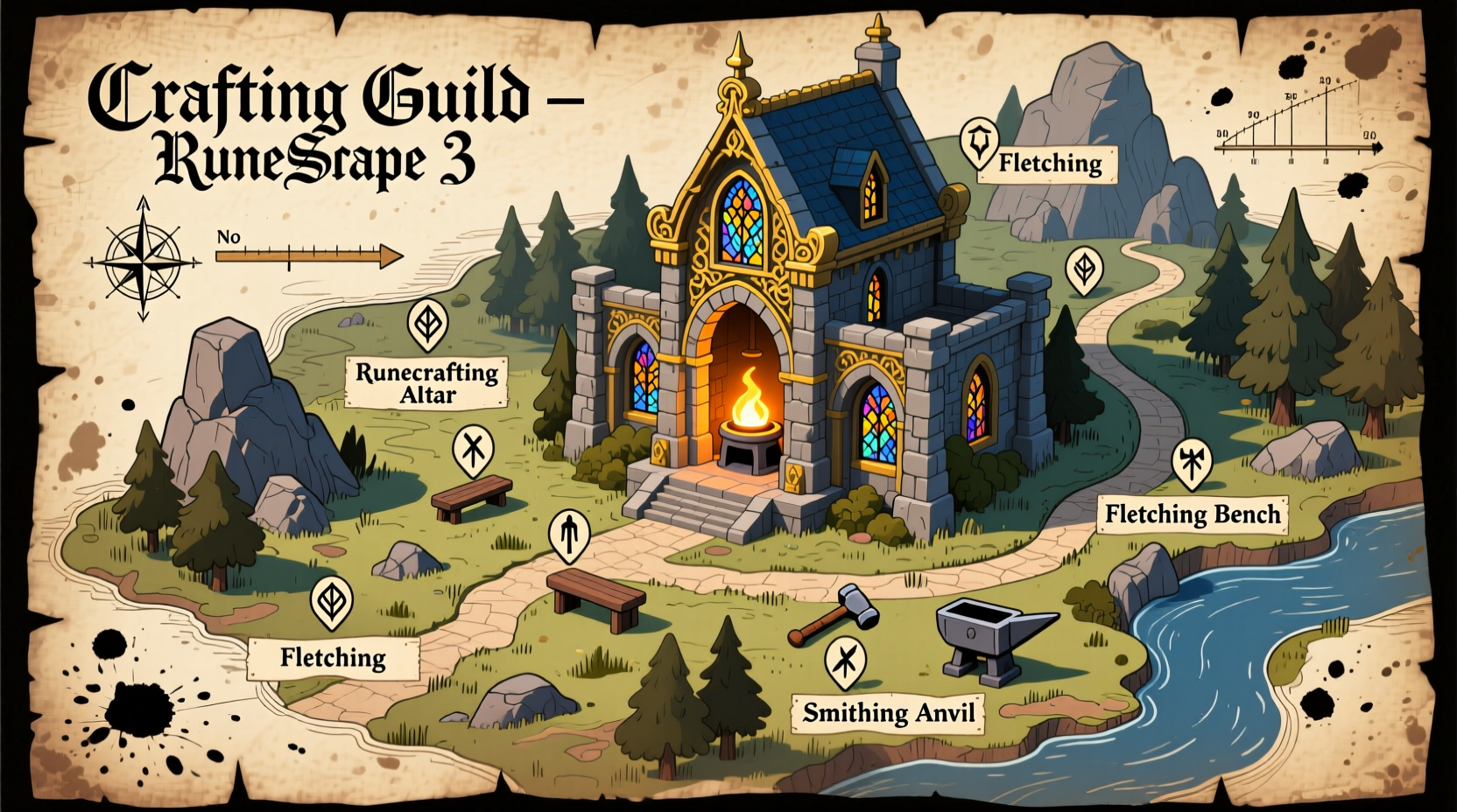 RS3 Crafting Guild location map with resource markers