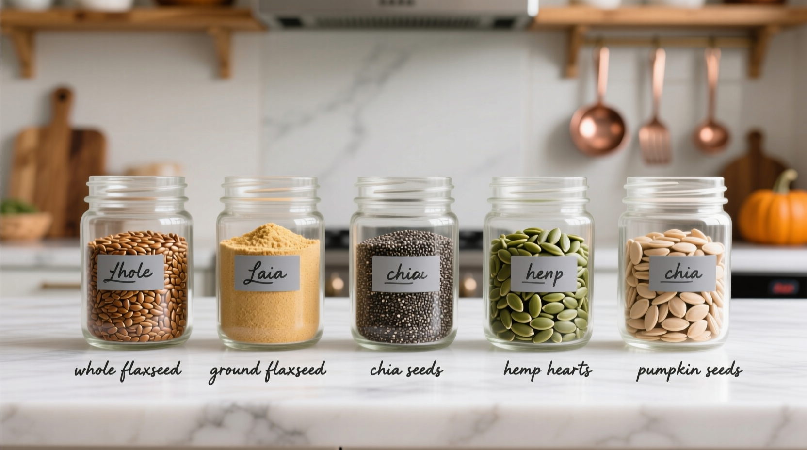 Flax seed alternatives comparison in mason jars
