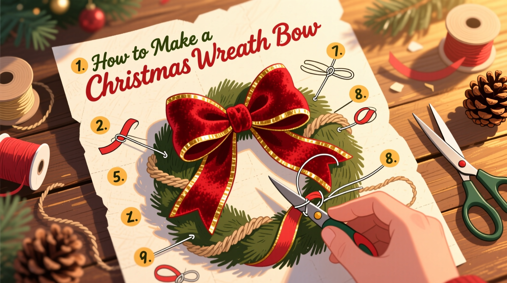 how to make a christmas wreath bow