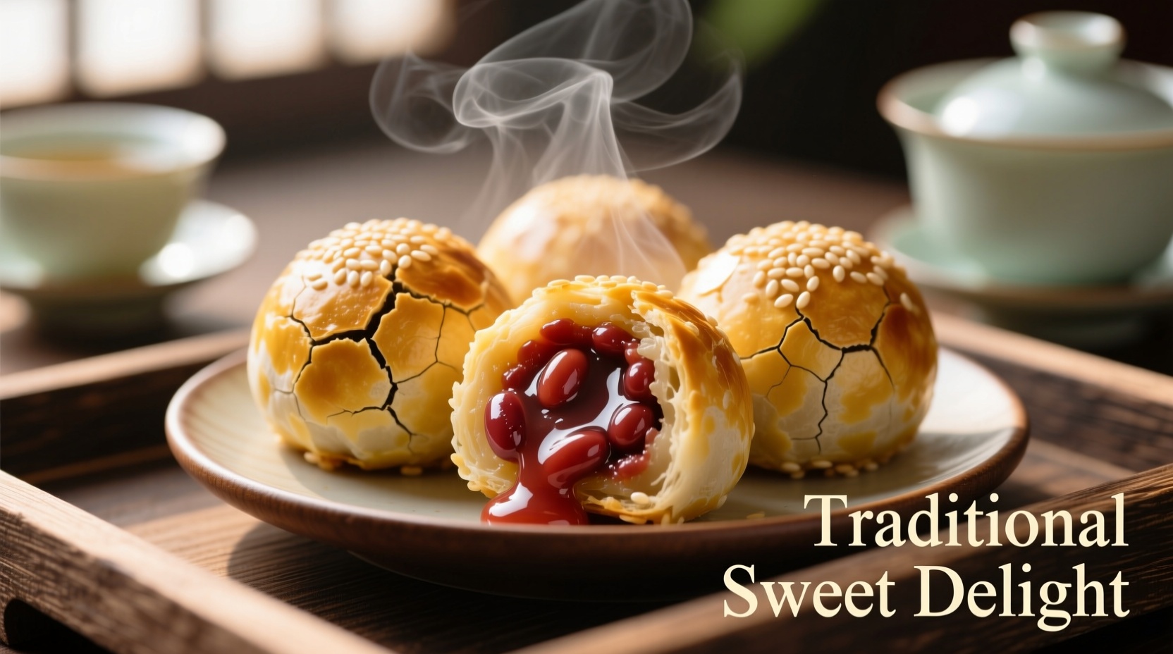 sesame balls with red bean filling
