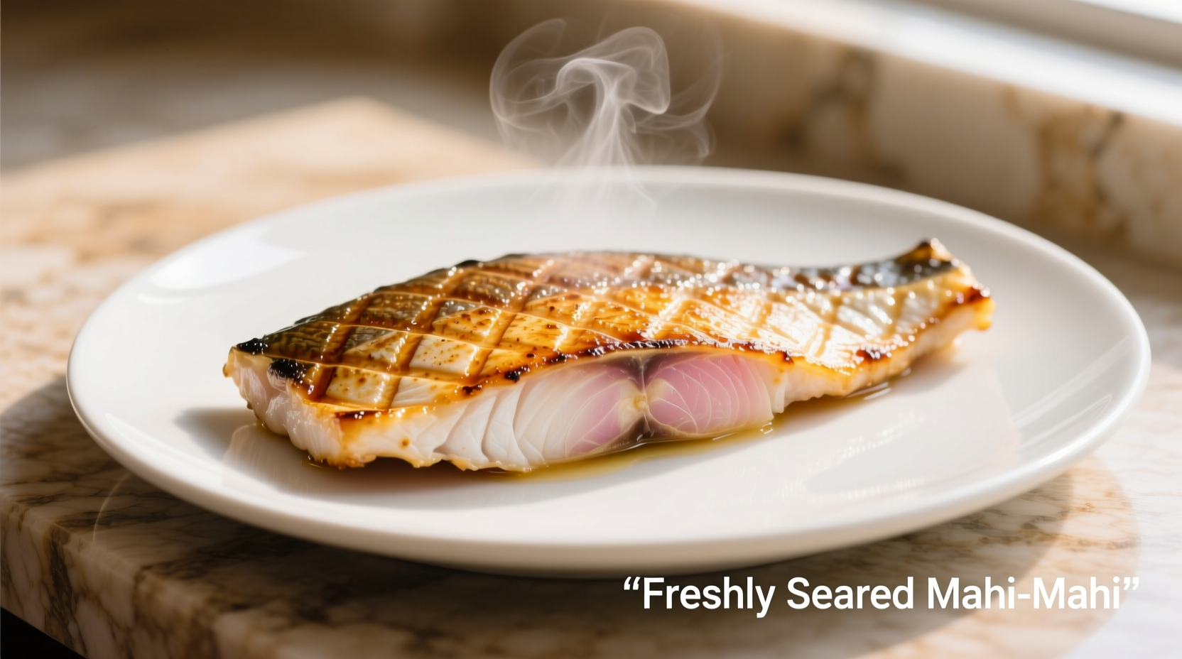 Perfectly seared mahi mahi fillet with golden crust