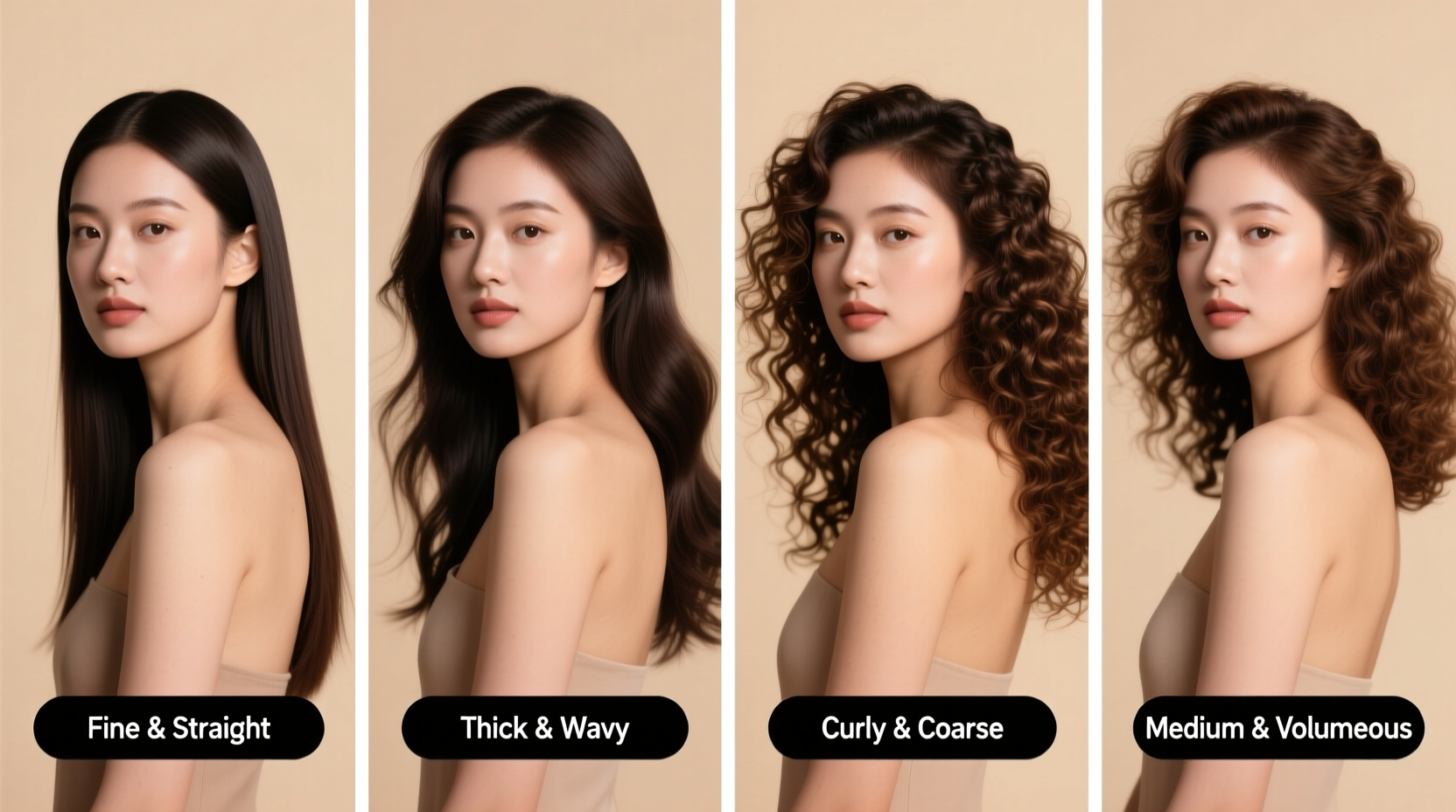Comparison of heatless curl results on different hair types