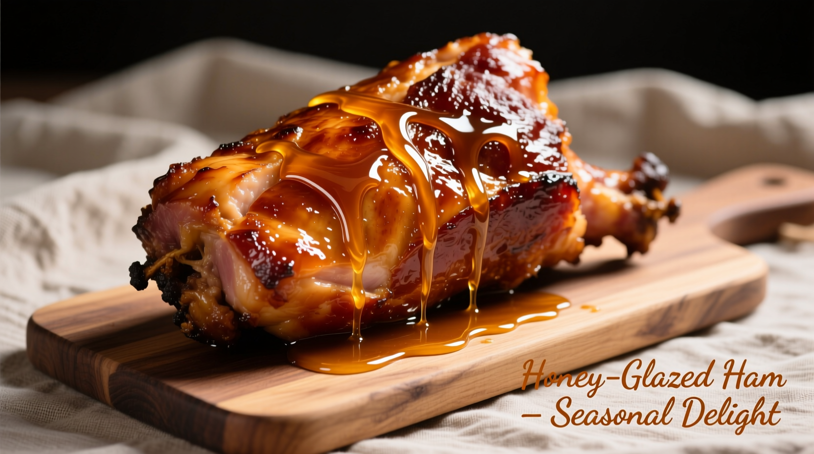 Perfectly glazed ham with golden crust and honey drizzle
