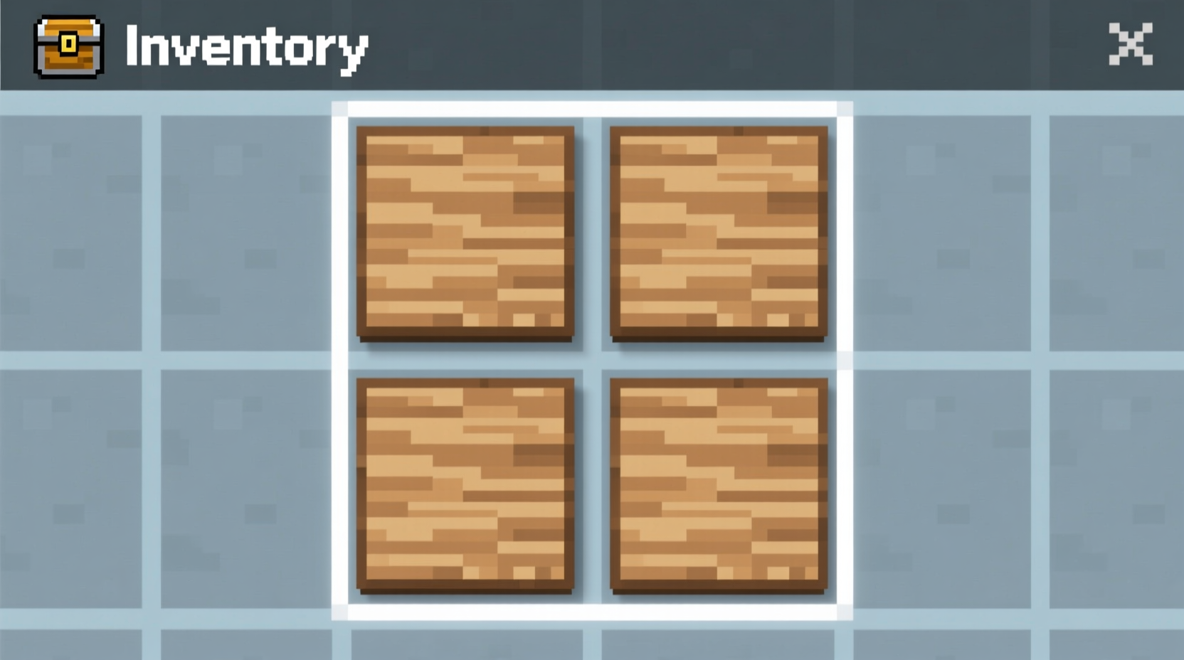 Correct 2x2 plank arrangement in Minecraft inventory