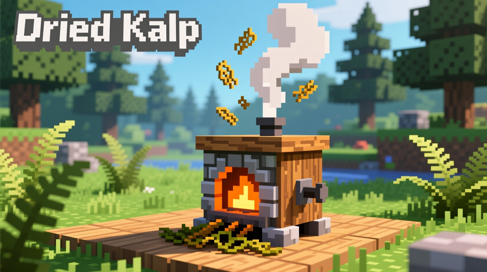 Smoker processing kelp in Minecraft