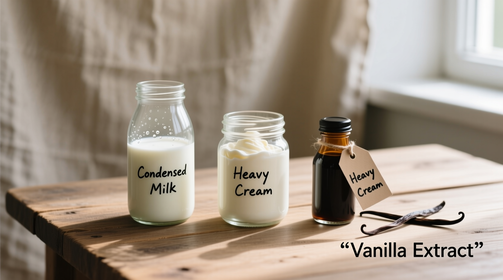 Three simple ingredients for no churn ice cream