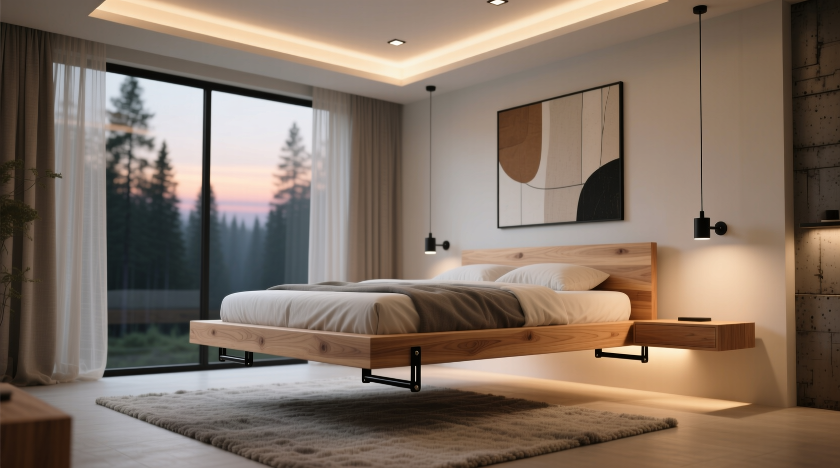 floating bed frame diy