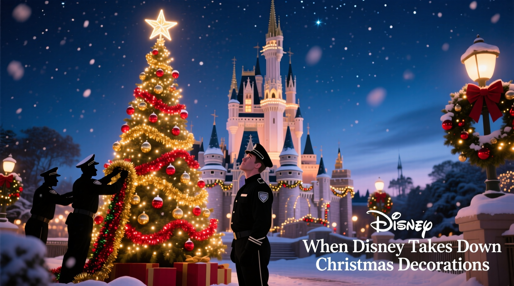 when does disney take down christmas decorations