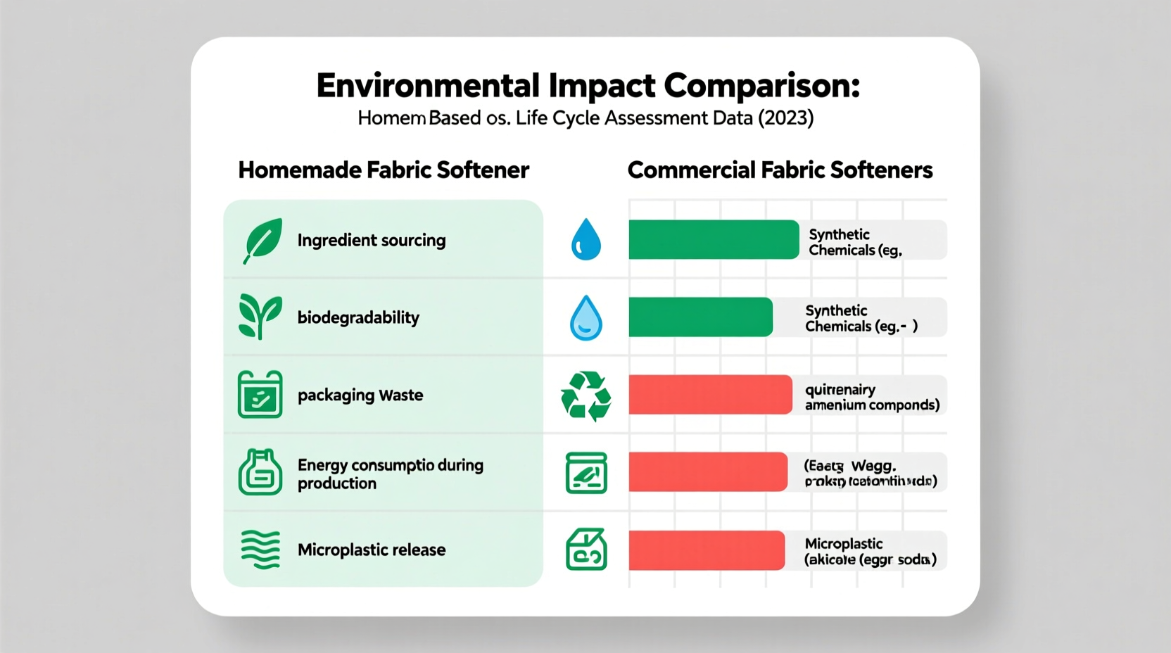 Comparison chart of environmental impact between homemade and commercial fabric softeners