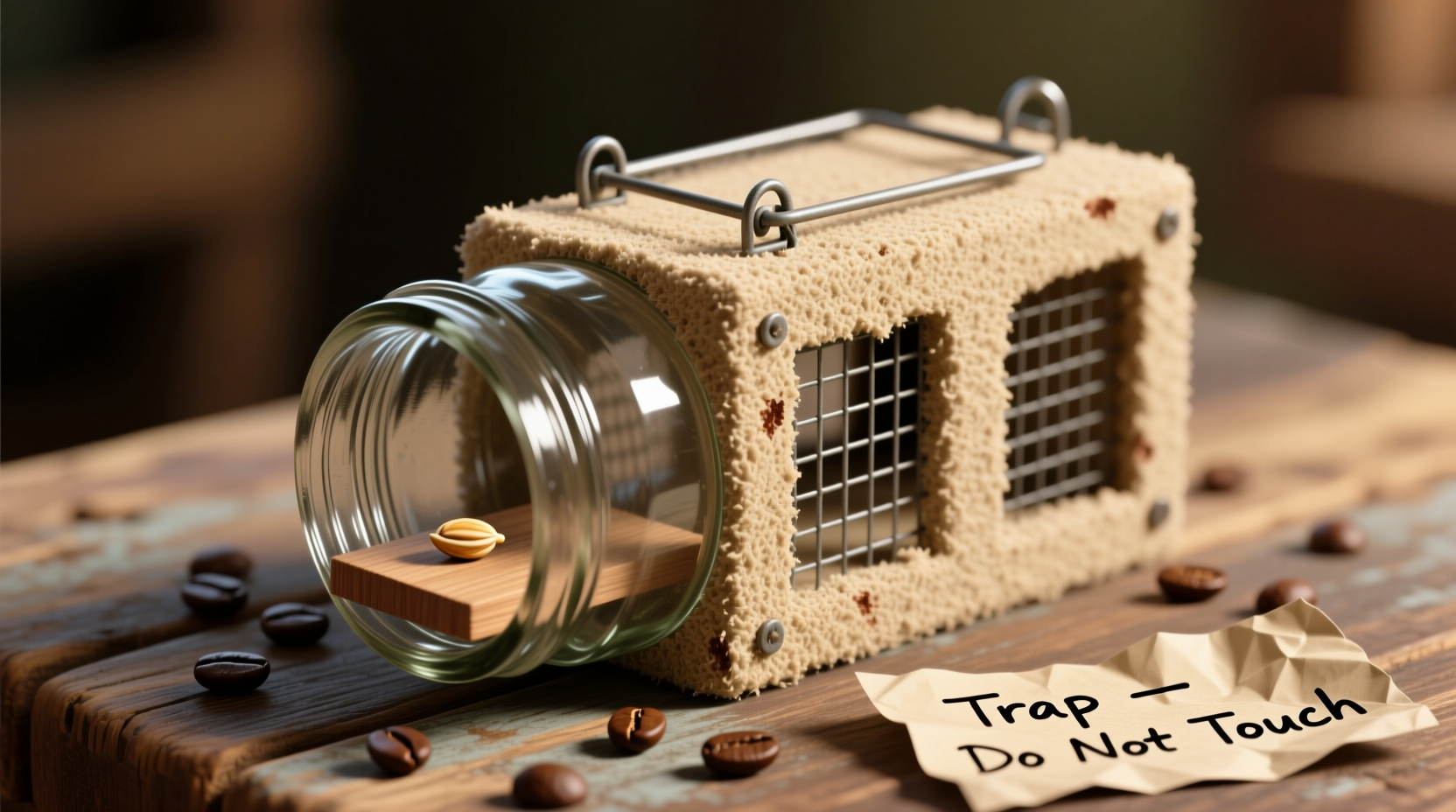 Mason jar rodent trap with sandpaper exterior