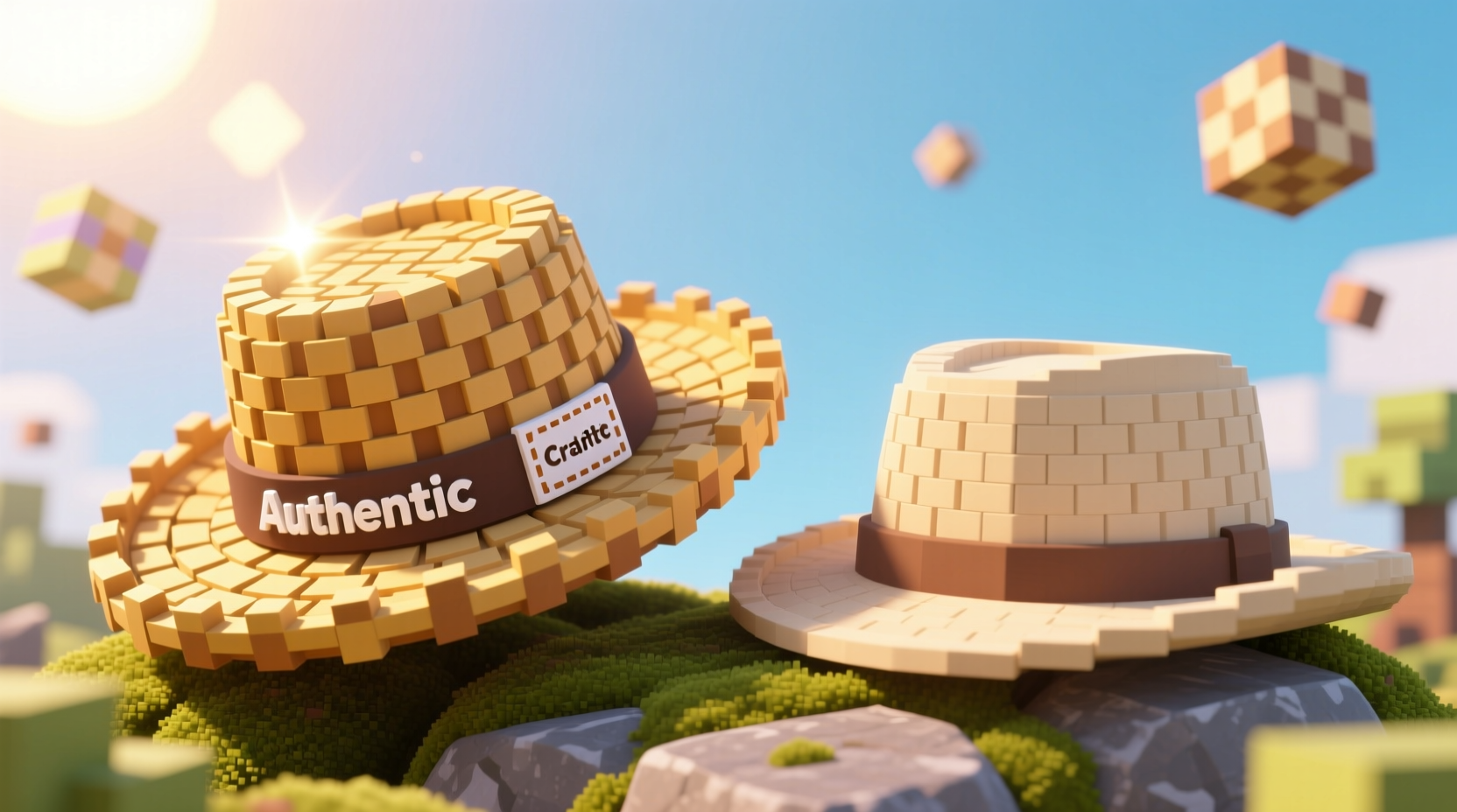 Comparison of authentic Straw Hat element versus regular hat in Infinite Craft