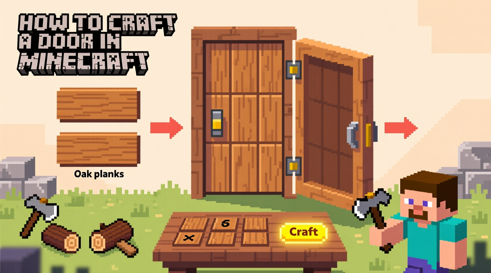 how to craft a door on minecraft