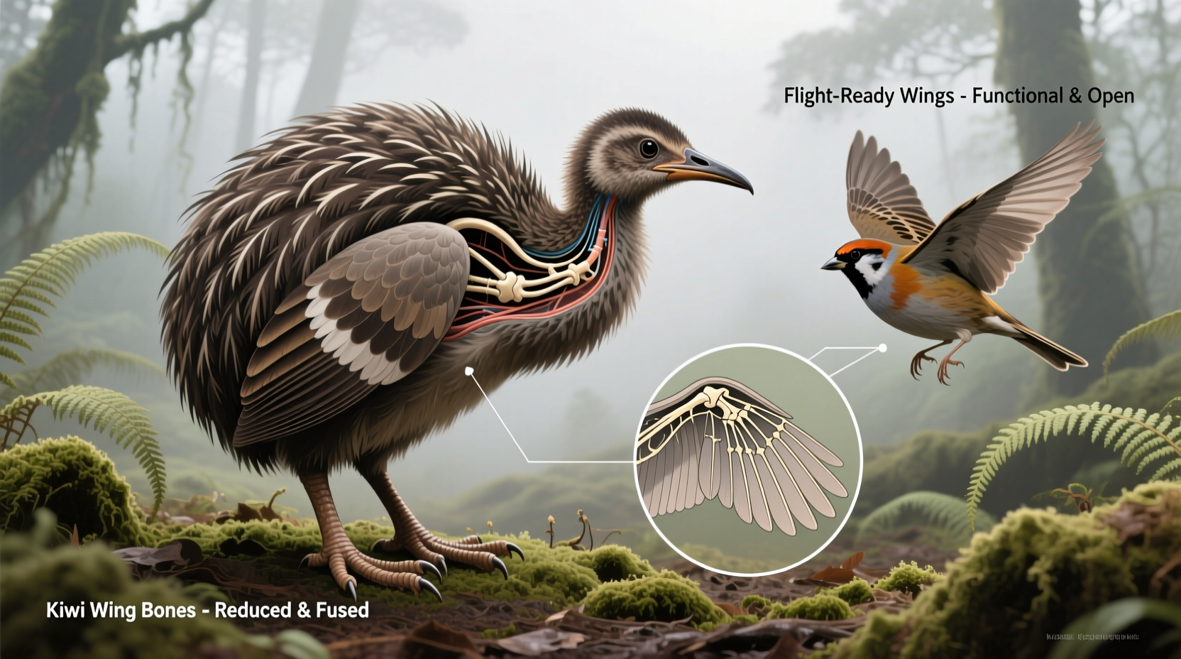 do kiwi birds have wings