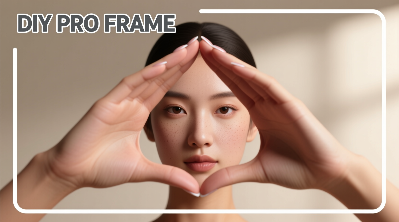 Hand positioning DIY TikTok frame for professional photography