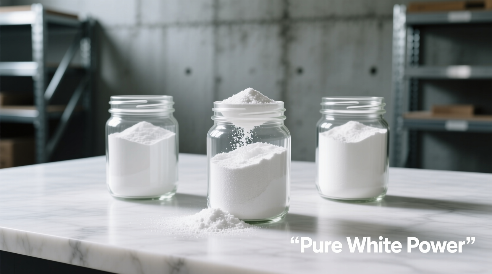 Three mason jars filled with white laundry detergent powder