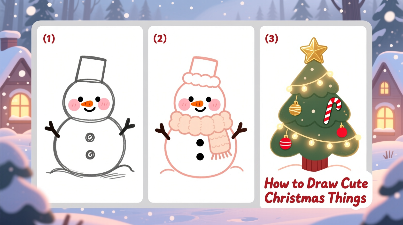 how to draw cute christmas things